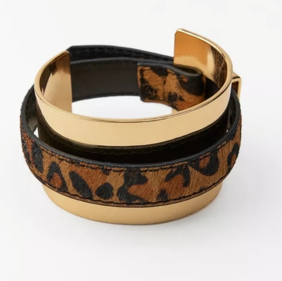 ZARA Gold and Brown Leopard Print Women's Bracelet - Picture 3 of 14